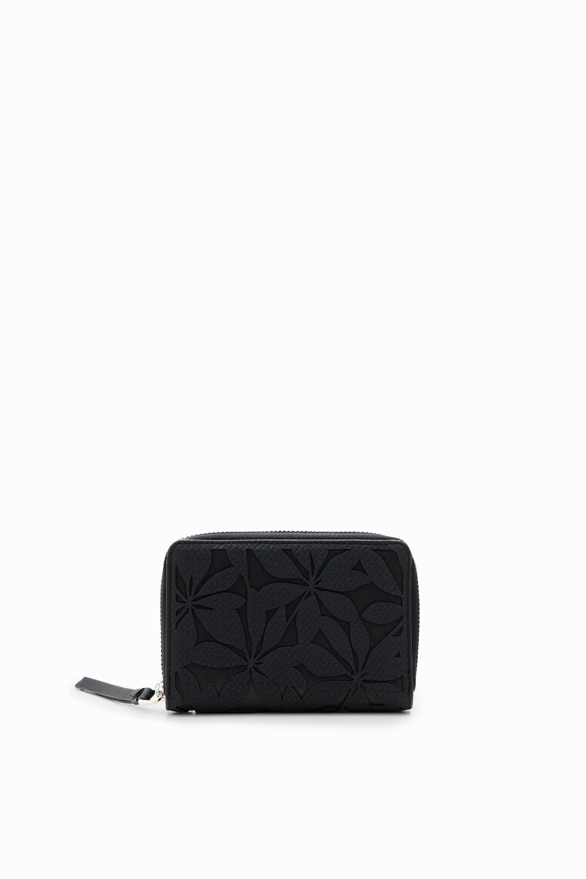 Petit portefeuille fleurs estampées