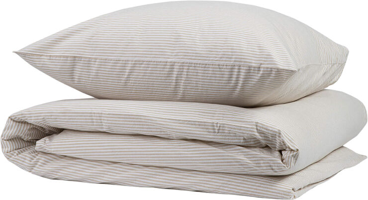 Magasin du Nord Collection Small stripe washed percale beige 140x220