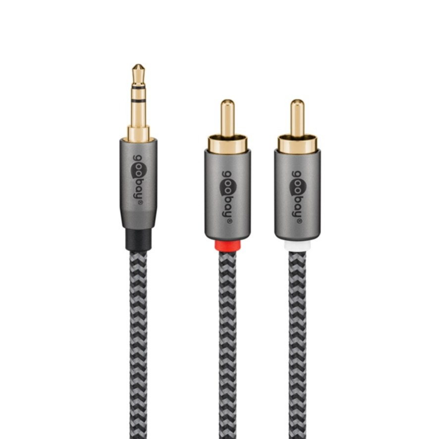 (5m) 3.5mm Audio Adapterkabel AUX zu Stereo-Cinch-Stecker (65290) - Sharkskin Grey