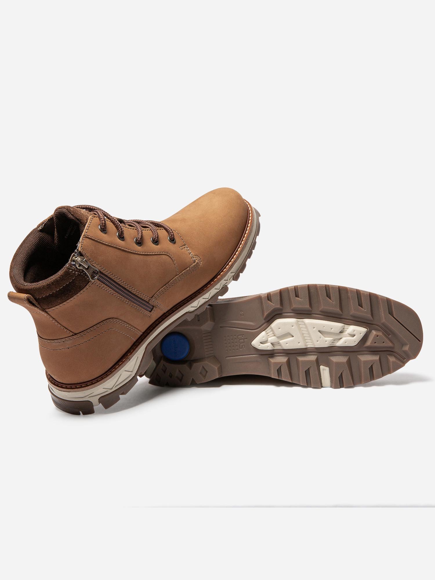 Boots Homme Confort Semelle Crantée Cuir Camel