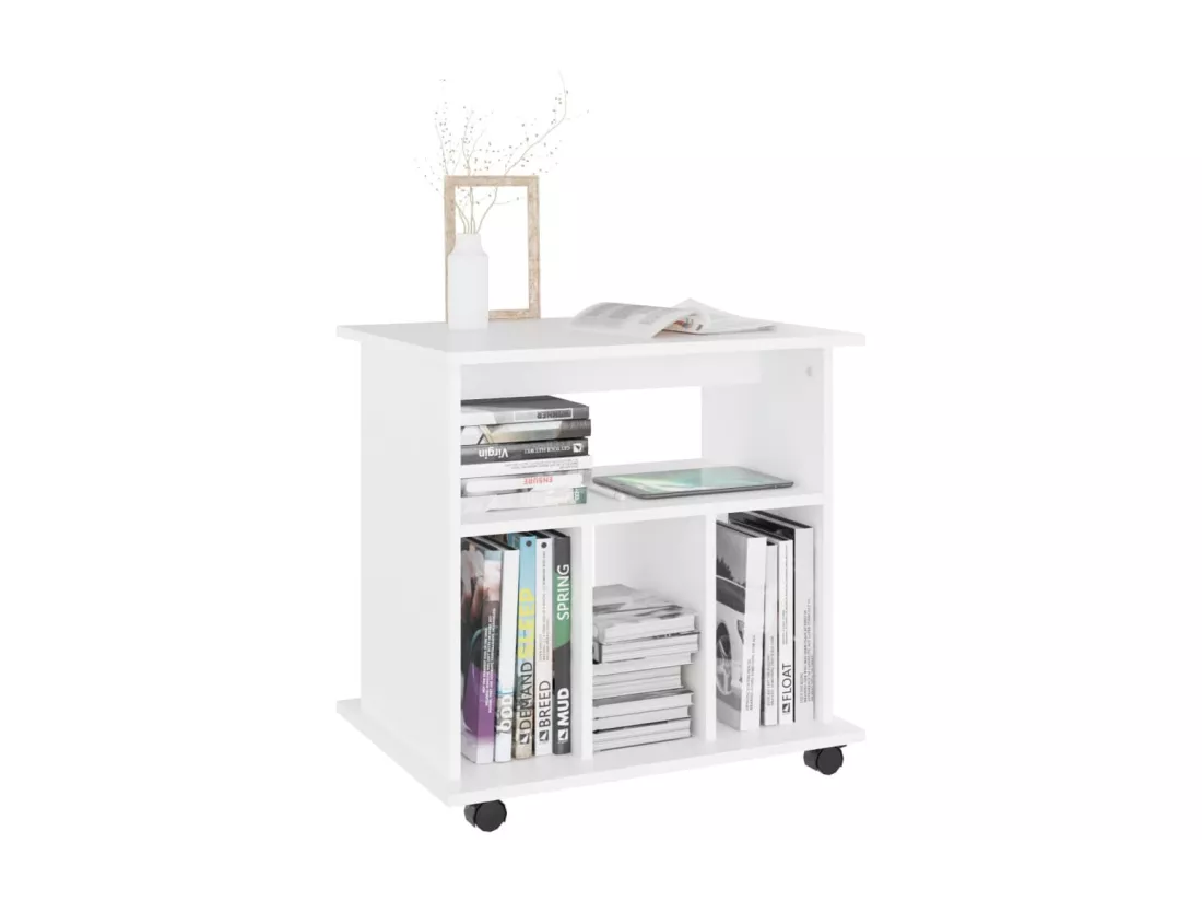 Armoire à roulettes Blanc 60x45x60 cm Bois d’ingénierie
