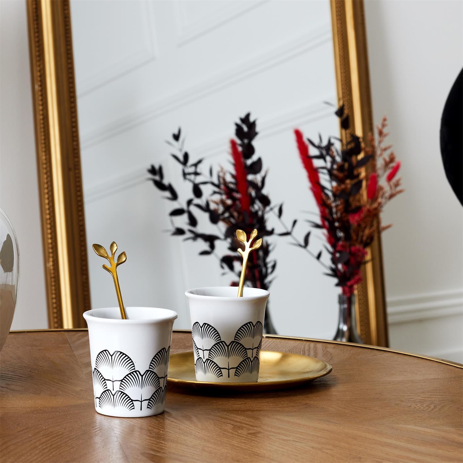 CUILLERE CAFE FEUILLE DOREE X4 PIECES