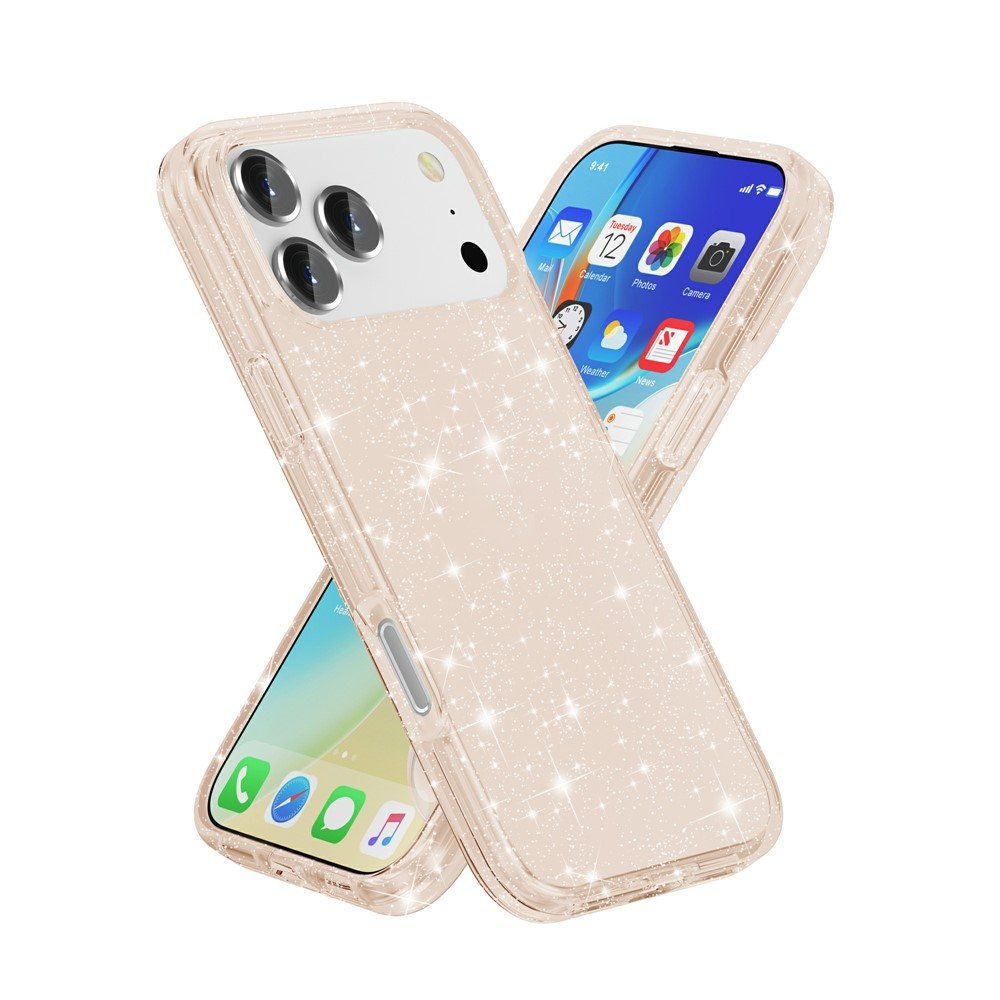 iPhone 17 Pro Hybrid Hardcase Schutzhülle im Glitzer Design - Gold / Transparent