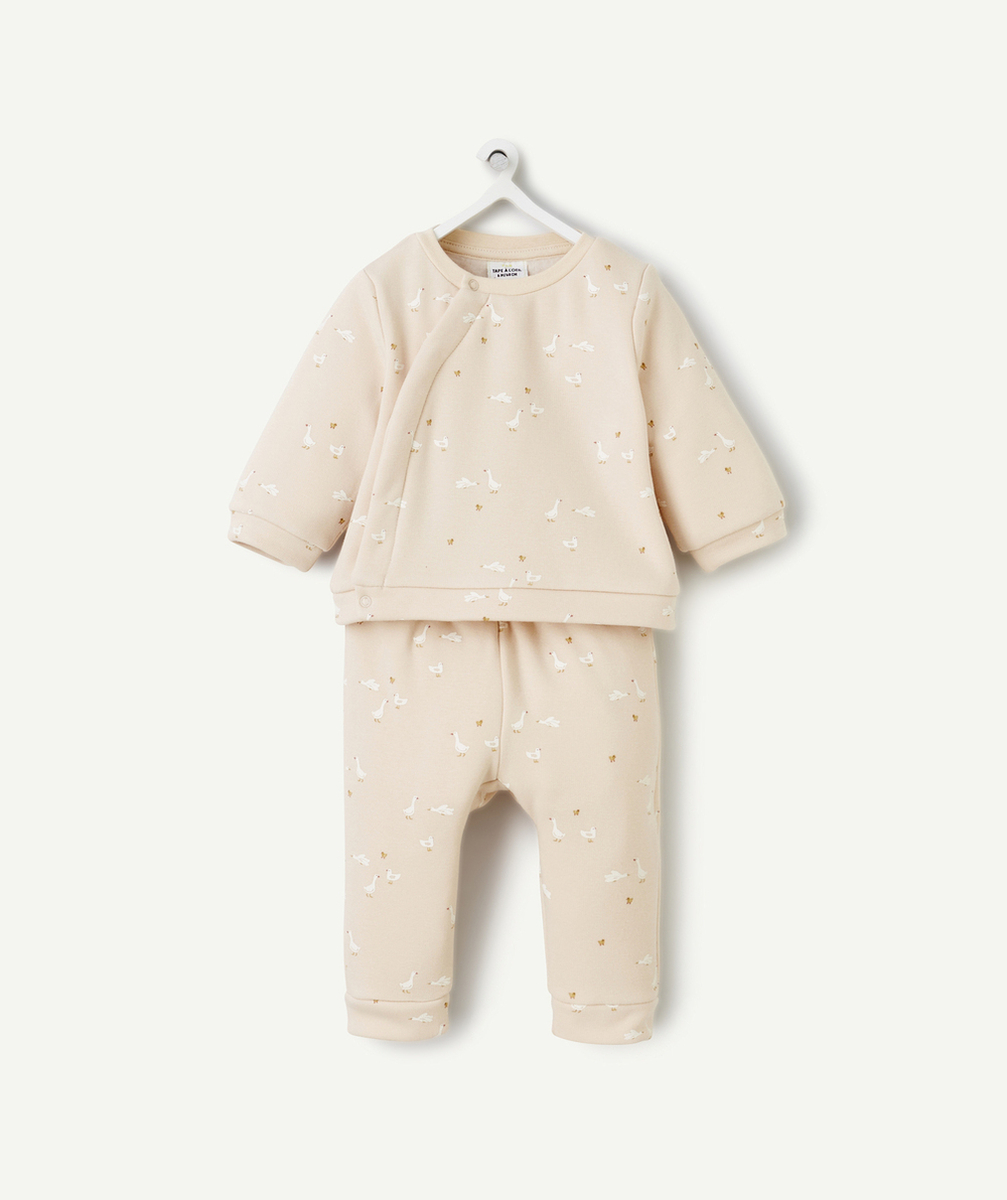 SWEAT PRESSIONNÉ BÉBÉ EN FIBRES RECYCLÉES ROSE POUDRÉ IMPRIMÉ OIES