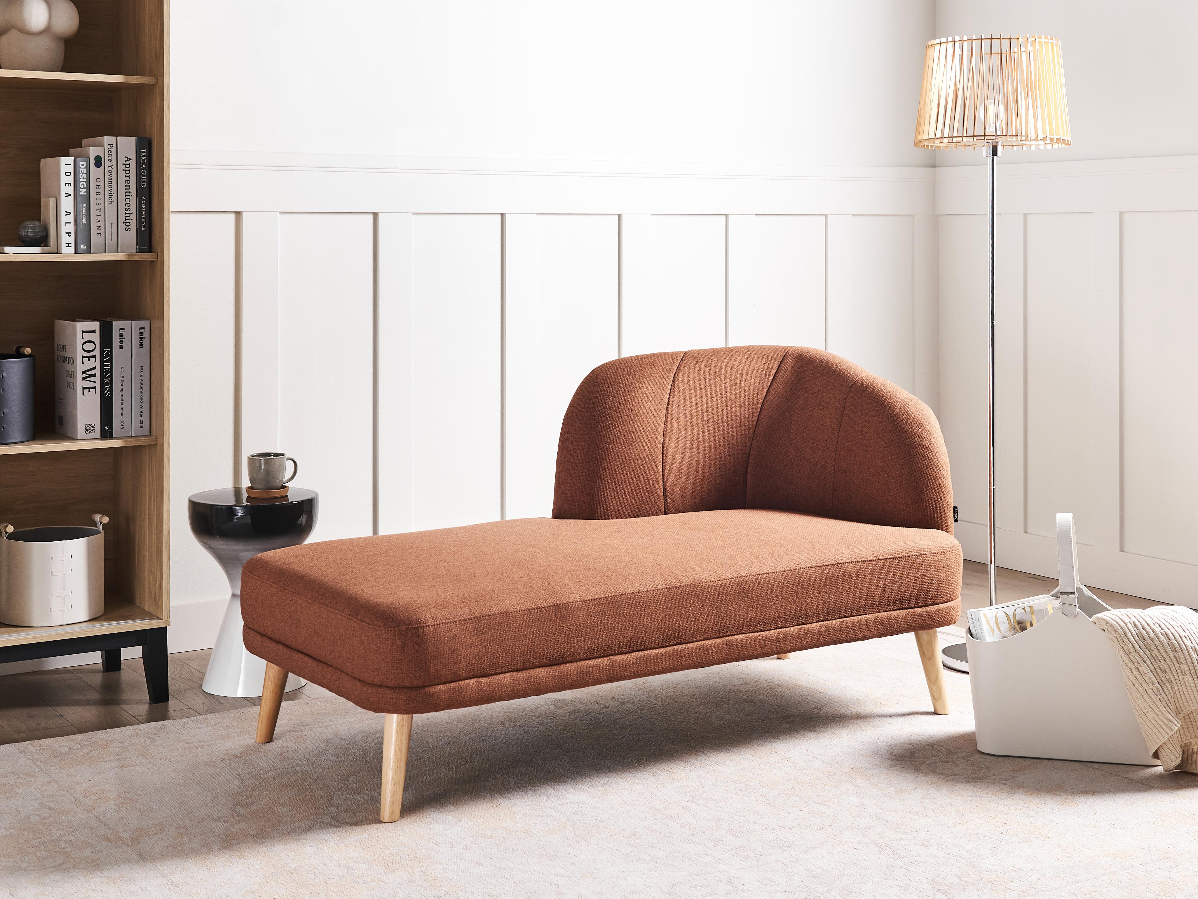 Rechtszijdige chaise longue TANLAY Stof Goudbruin