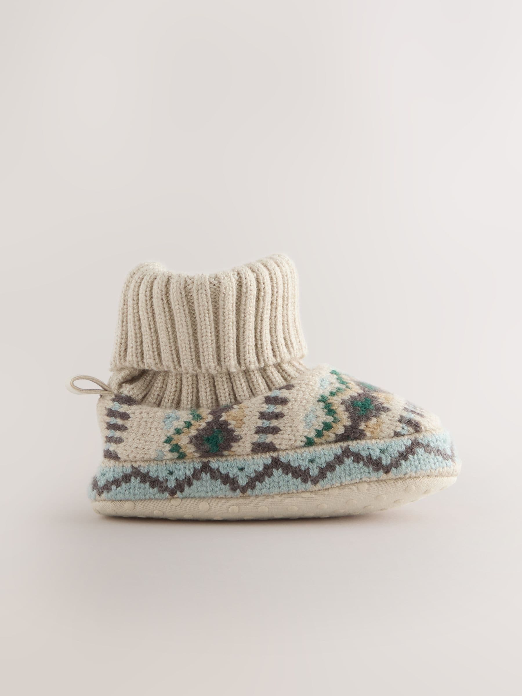 Neutraal/blauw - Fairisle Baby Sokken Top Schoenen (0-2mnd)
