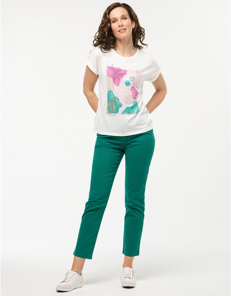 Jean slim coton vert