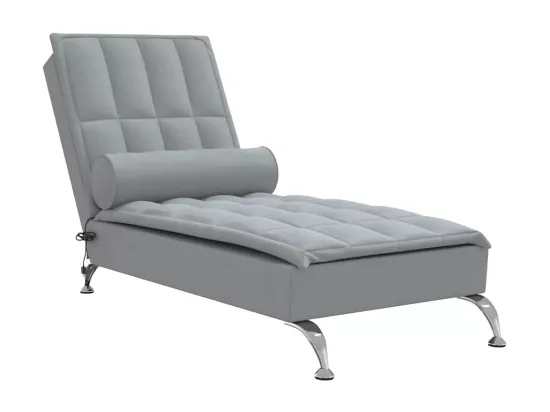 Prolenta Premium - Chaise longue de massage avec traversin gris clair tissu