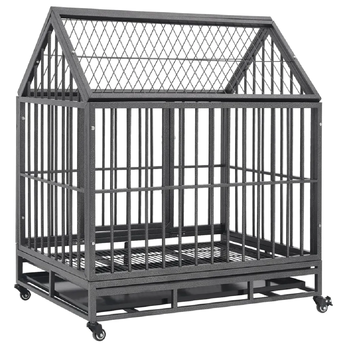 vidaXL Cage chien avec roues et toit - 92x62x106 cm