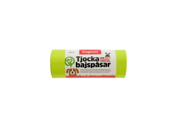 DOGMAN Tykke bæsjposer med knytehåndtak 50-poser Lime