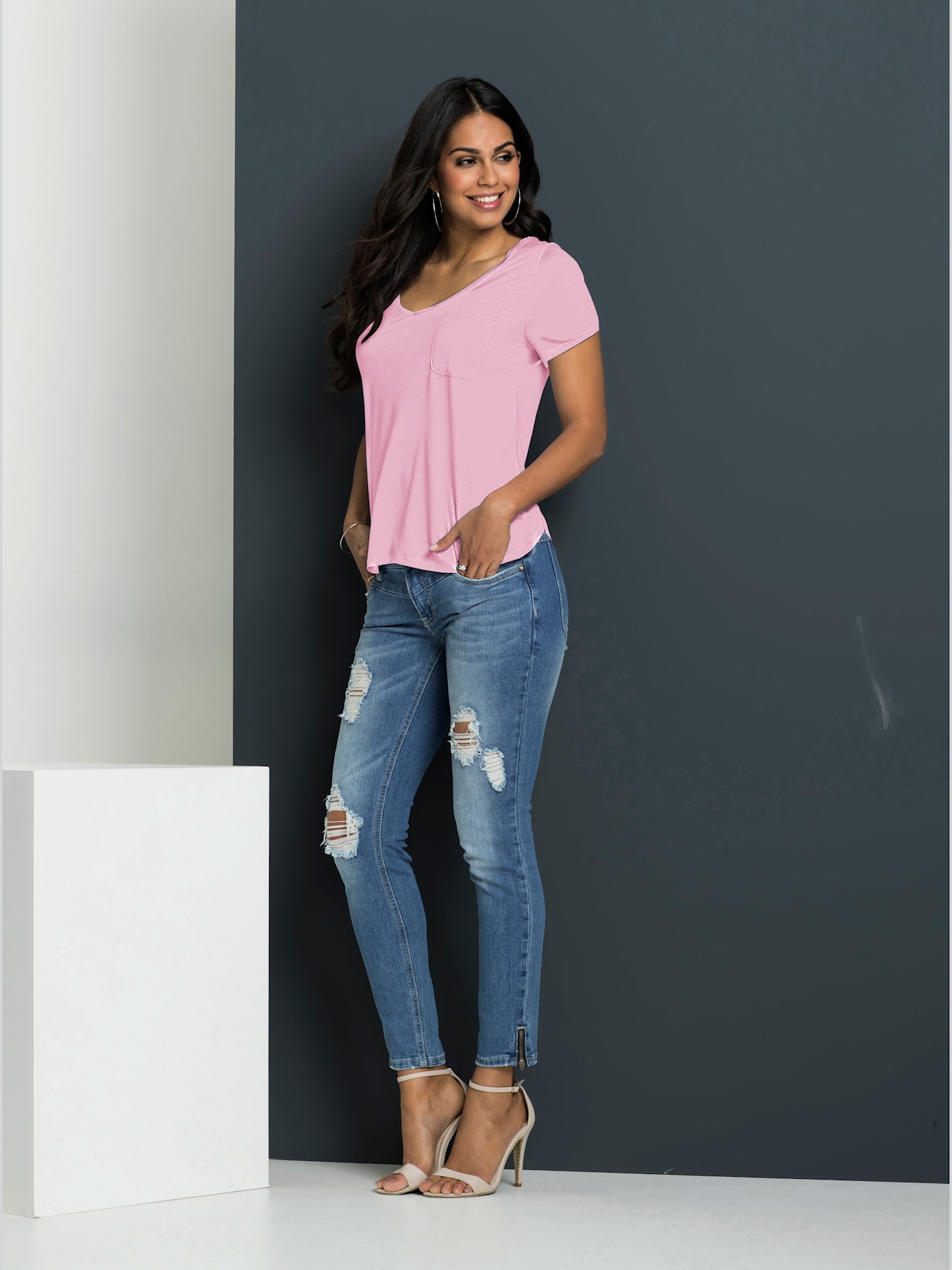 T-shirt en v 50% coton