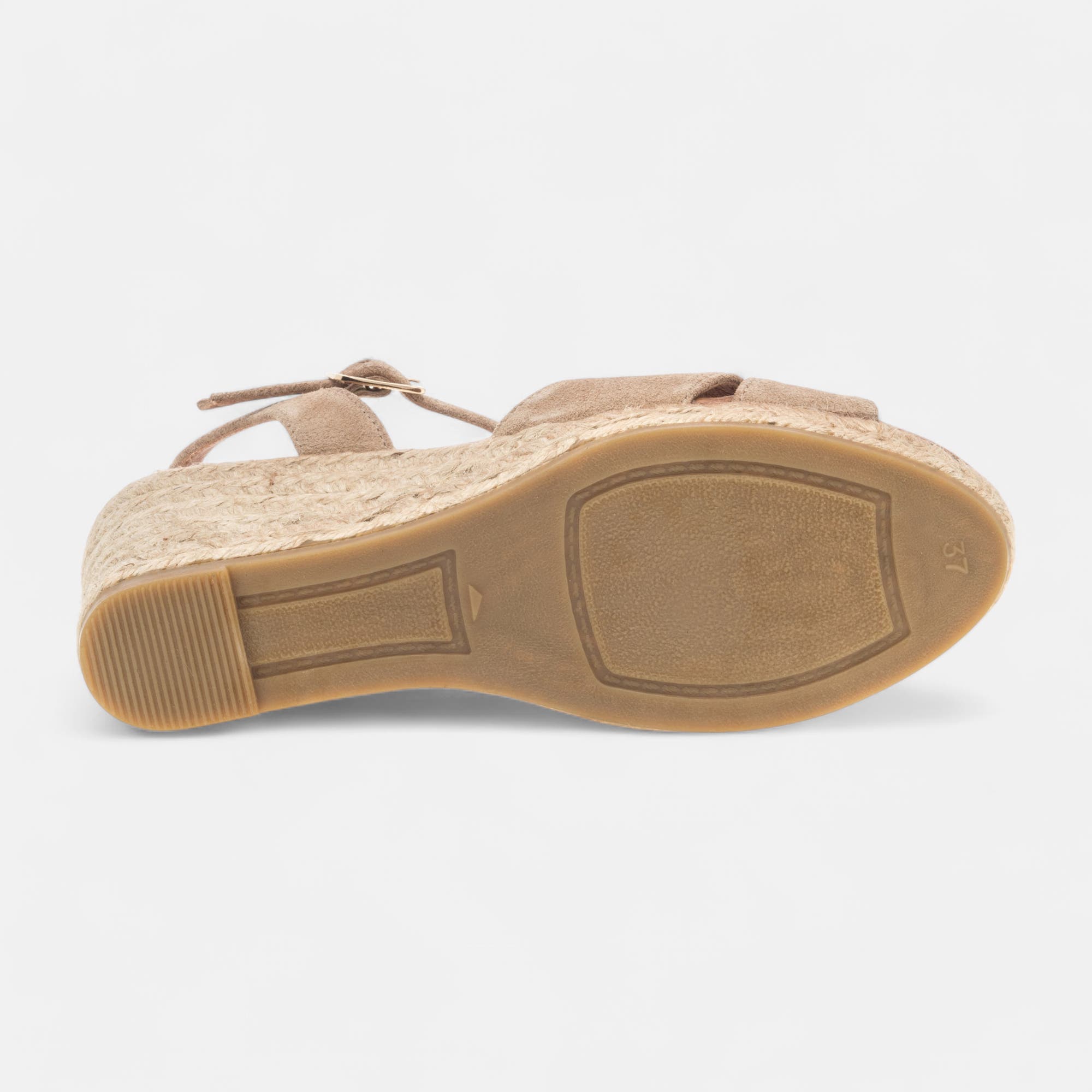 Espadrilles à talon Femme en cuir cognac