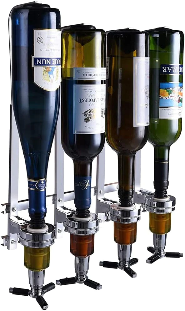 Support pour Bouteille Bar Butler 4 ports gris Vendos85