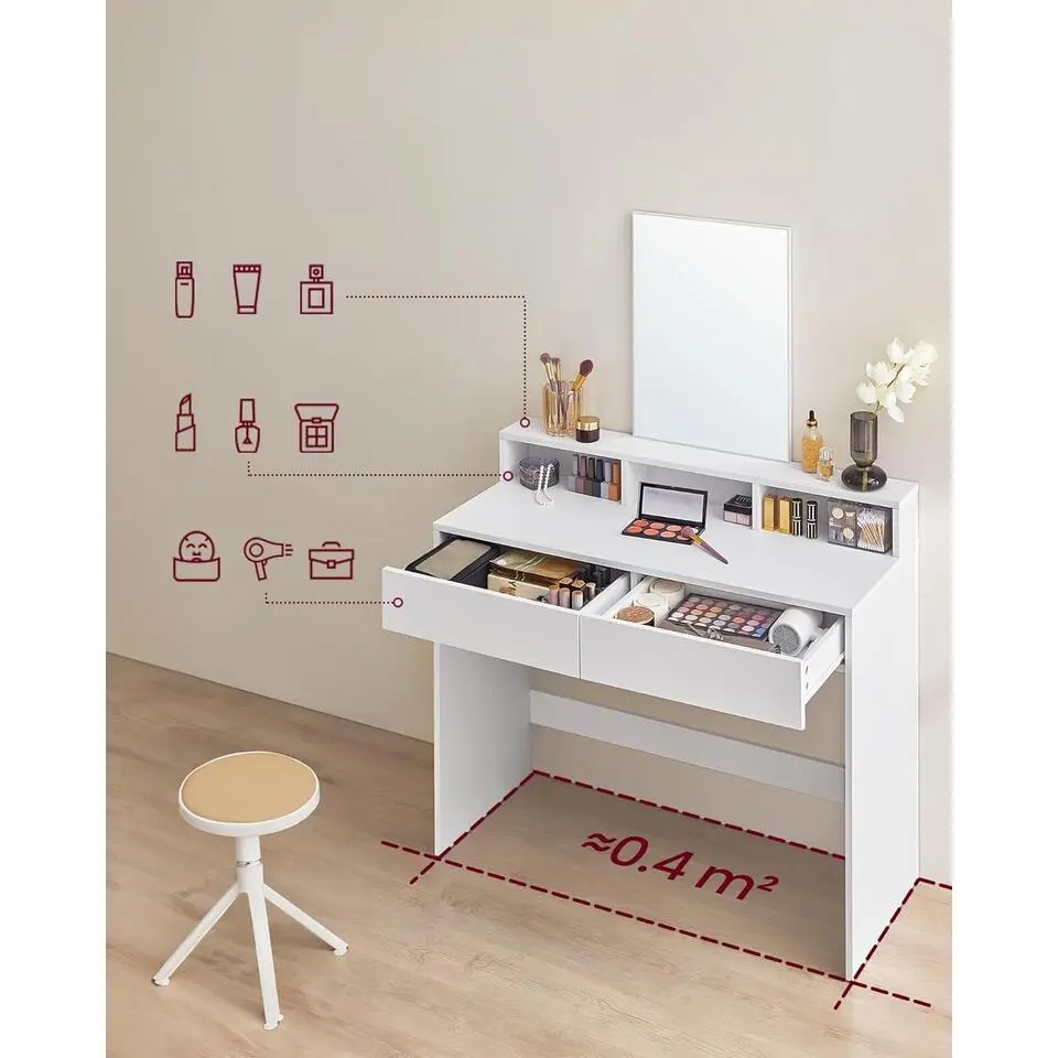 Furnihaus Kaptafel met rechthoekige spiegel en 2 lades, cosmetische tafel