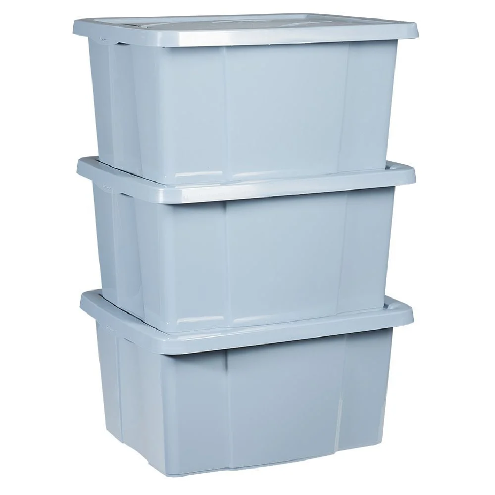 Box de rangement plastique bleu 30L x3