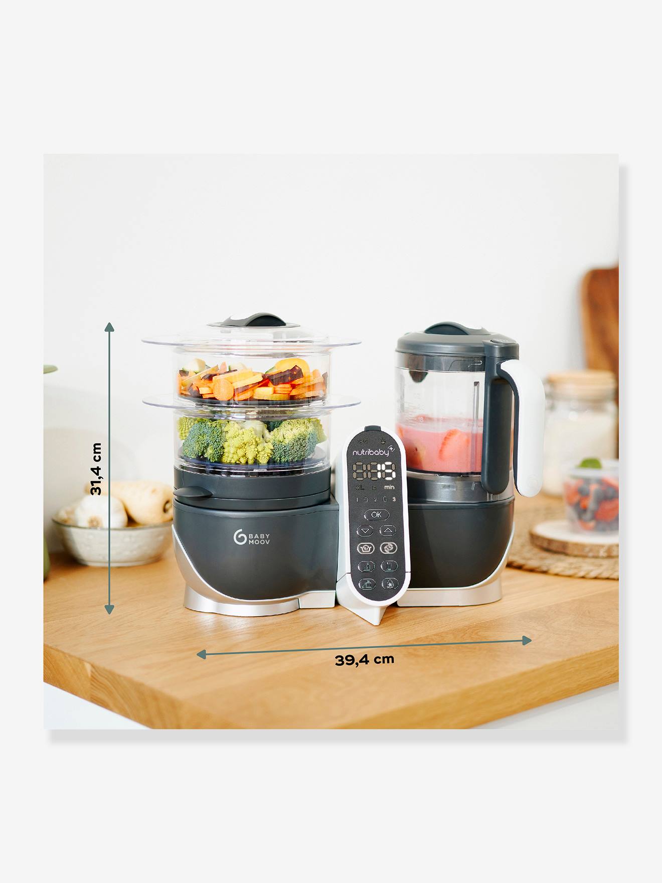 Robô multifuncional BABYMOOV Nutribaby+, cinza escuro