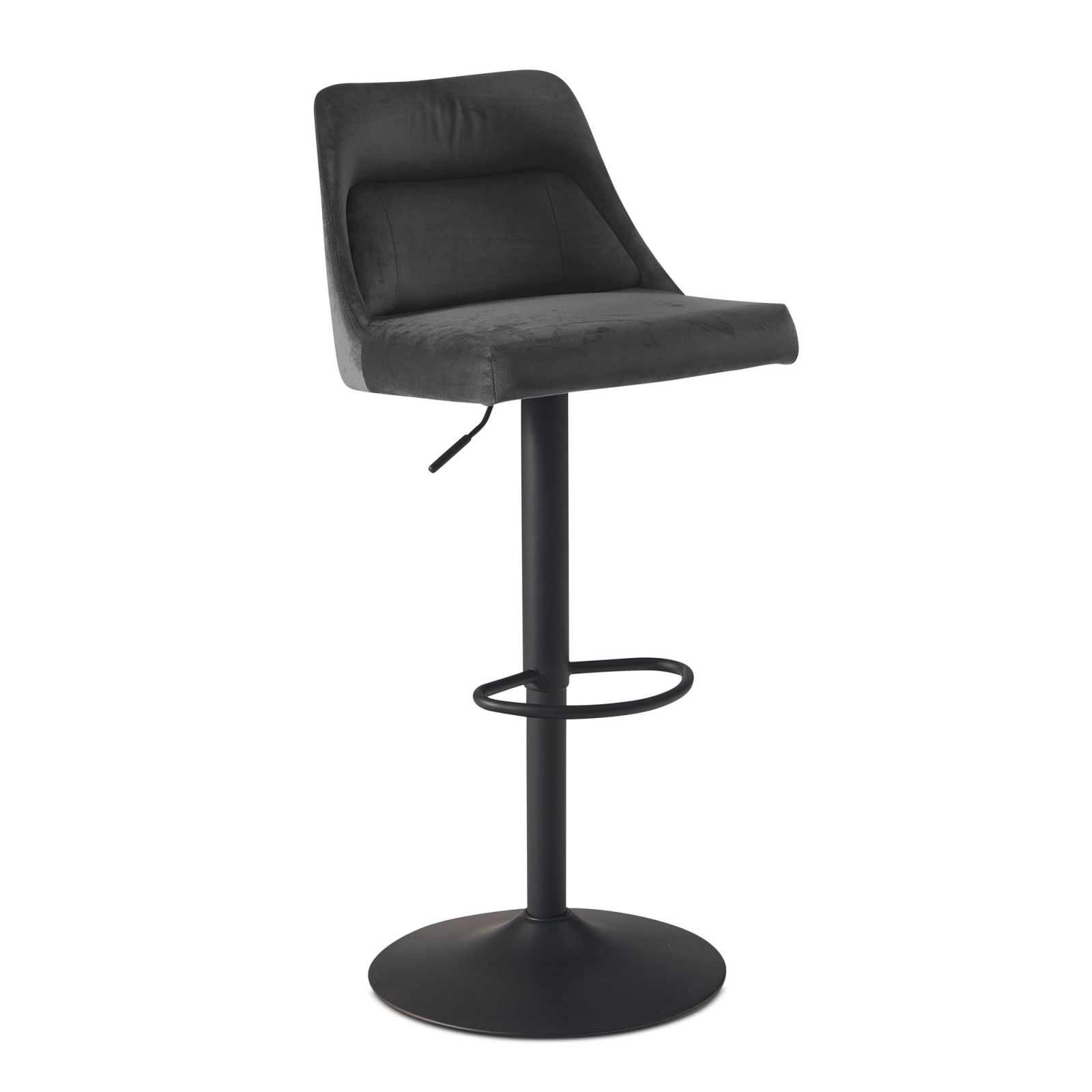 Barhocker - grau - Samt - höhenverstellbar