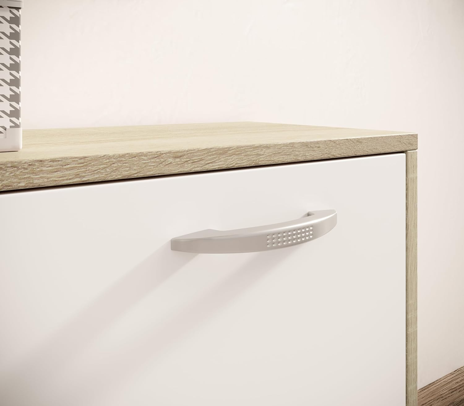 Vera Garderobe mit Spiegel weiß matt - Kompaktgarderobe Korpus Eiche Sonoma Nachbildung - 100 x 190 x 26 cm (B/H/T)