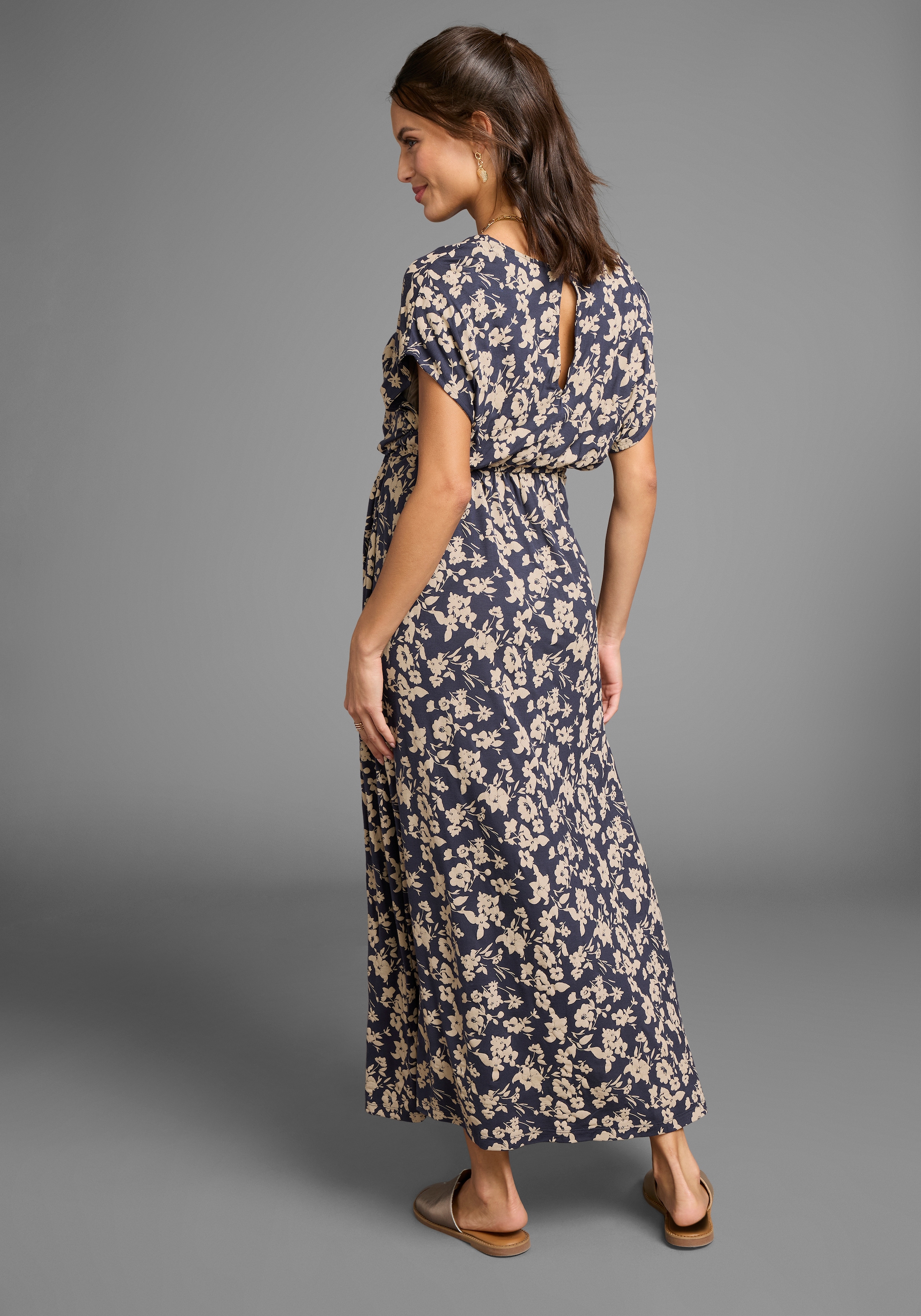 Neun Monate Umstandskleid »Langes Schwangerschafts- und Still-Kleid« Ohne Taschen Jersey-Kleid für Schwangerschaft und Stillzeit