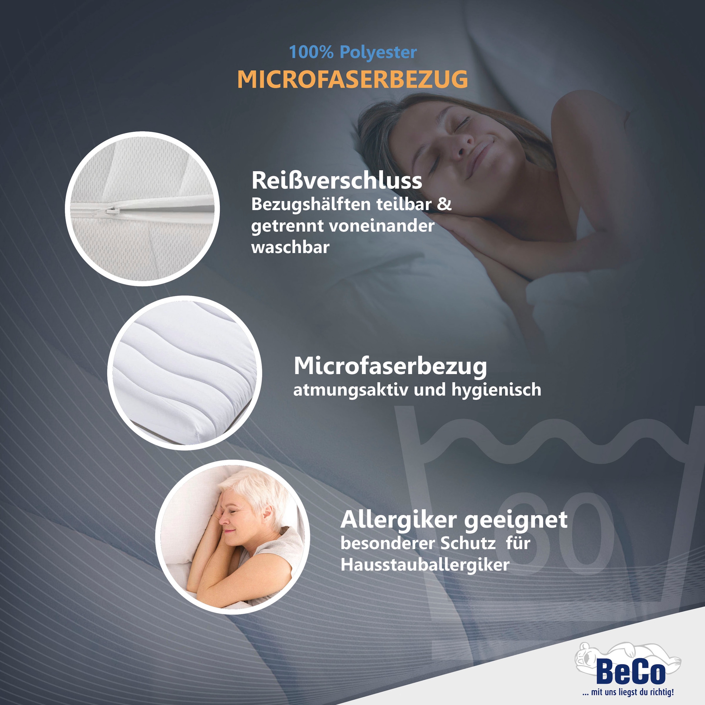 Beco Komfortschaummatratze »Matratze Dream Flex, 7-Zonen-Komfortschaummatratze, diverse Grössen« 18 cm hoch Raumgewicht: 28 kg/m³ 1 Stk. tlg. Feiner, hygienischer Mikrofaser-Bezug