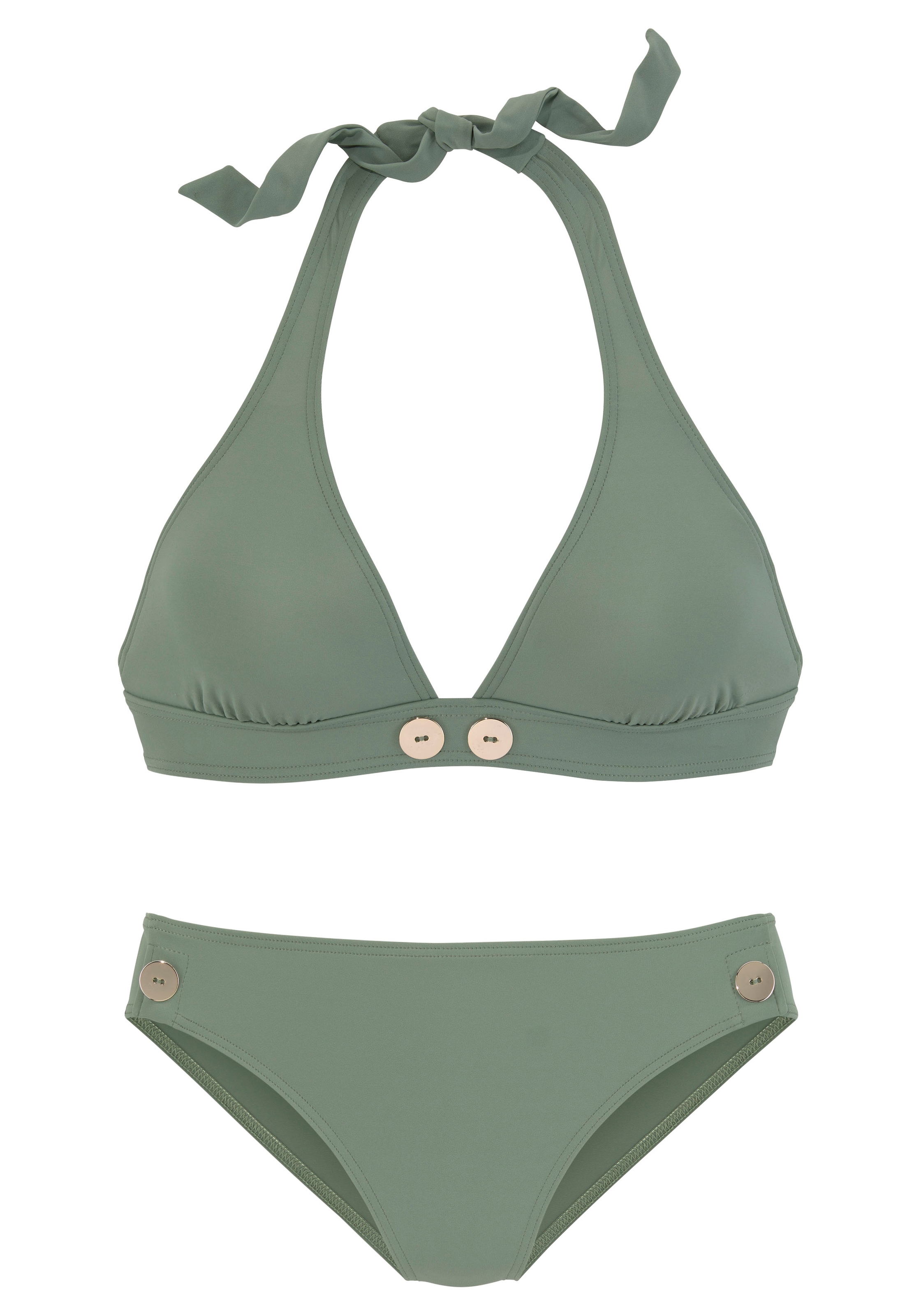 Vivance Triangel-Bikini mit goldfarbenen Zierknöpfen