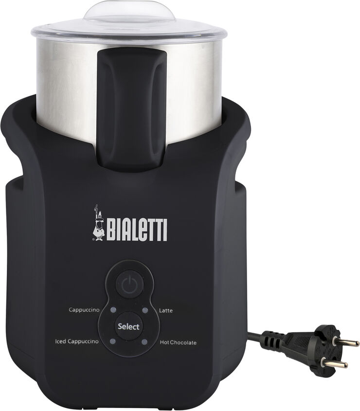 Bialetti CREAMY INDUKTION BLACK elektrisk mælkeskummer 150ML/300ml Sort & sølv