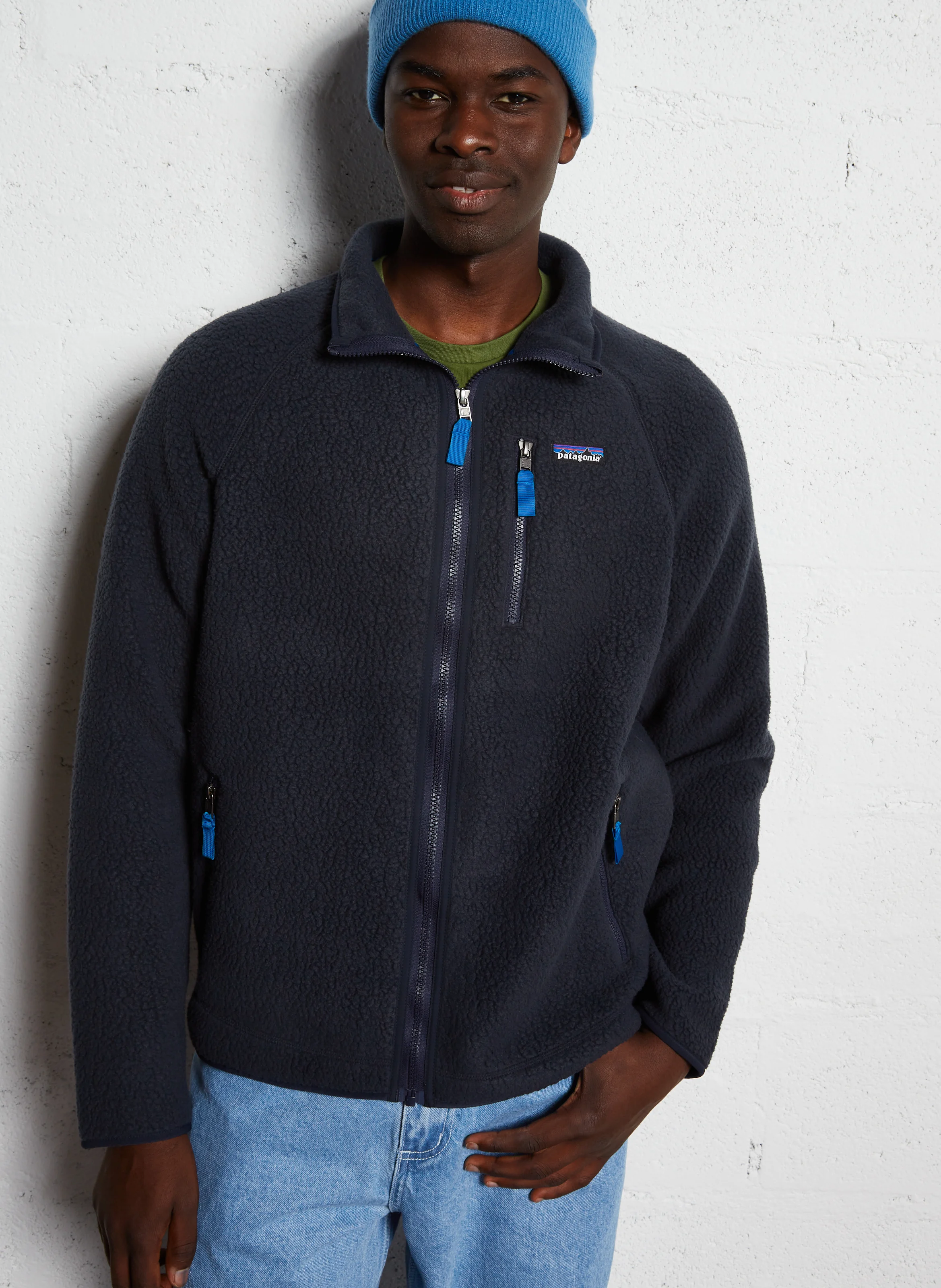 Polaire col montant texturée | Bleu