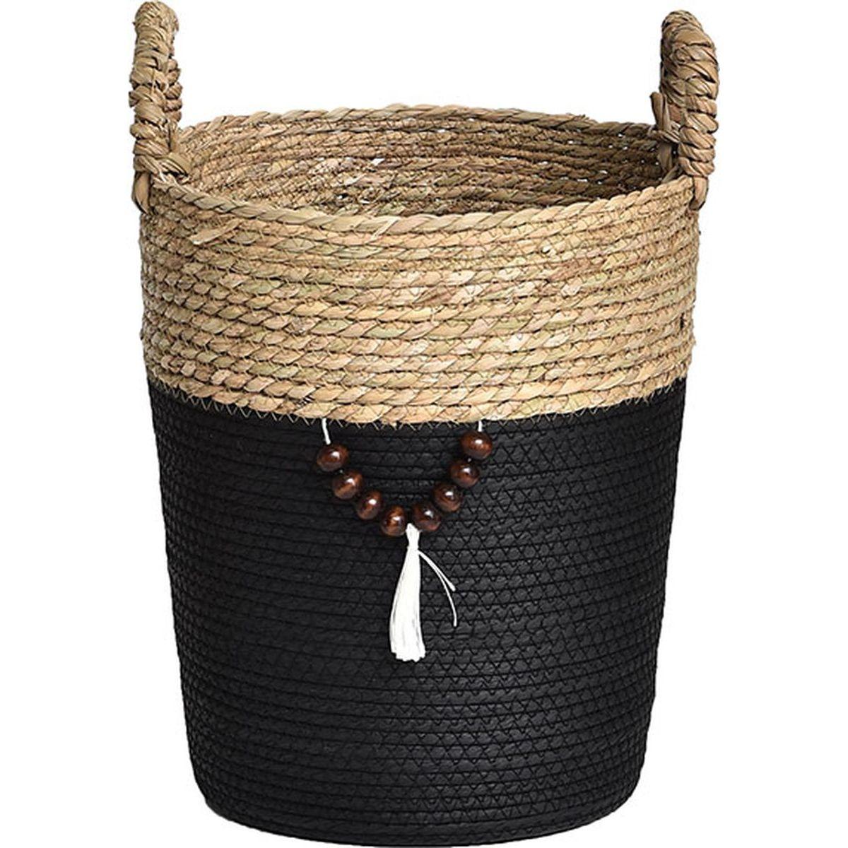 PETITE PANIERE RONDE DECO NATUREL NOIR