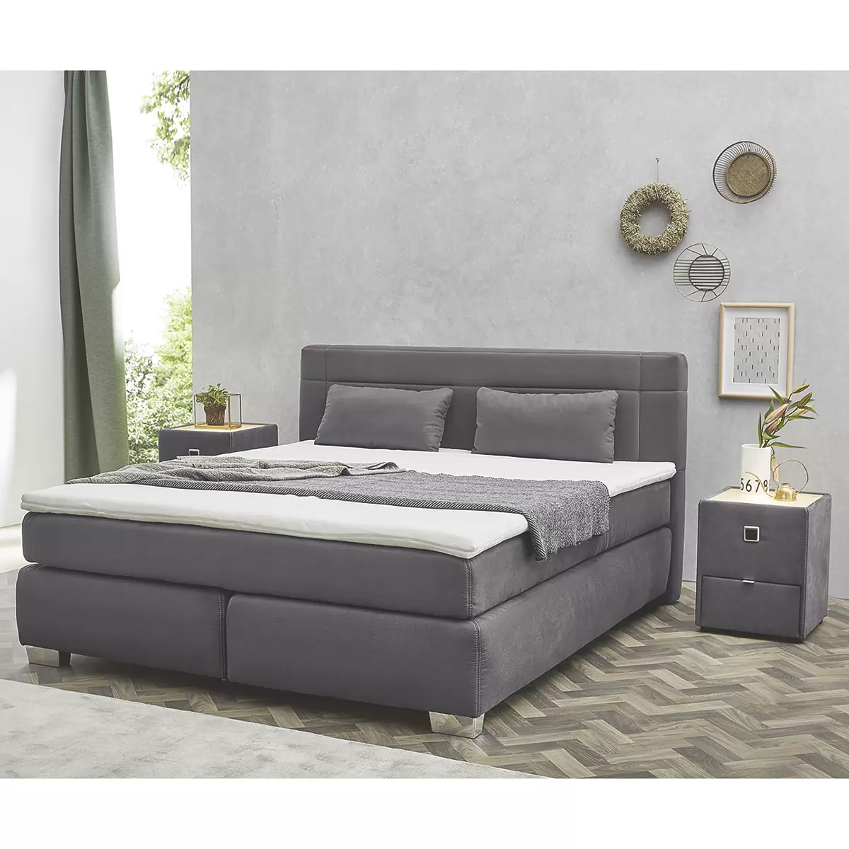 Boxspringbett Recife Mix 180 x 200 Dunkelgrau