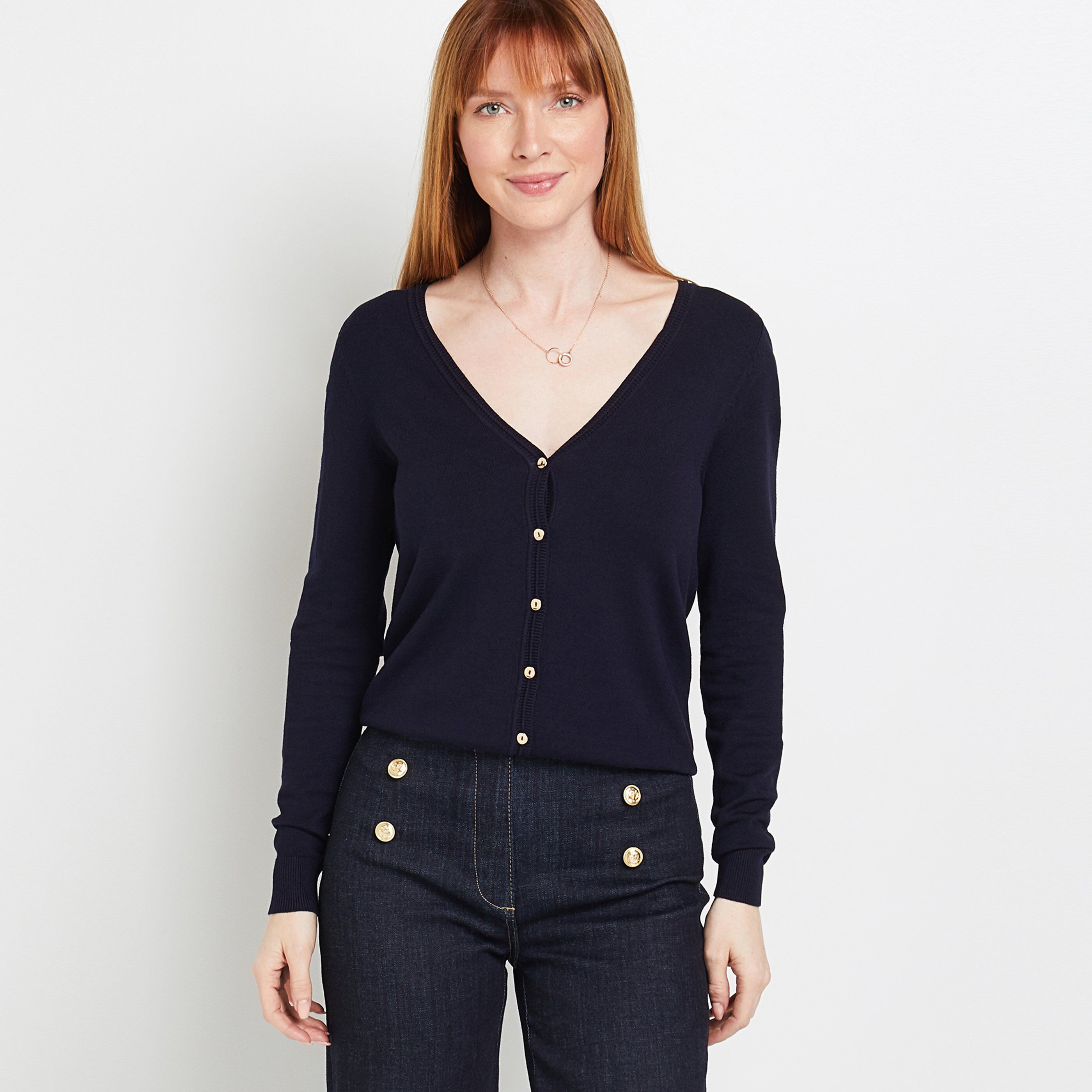 Gilet col V femme - MARINE
