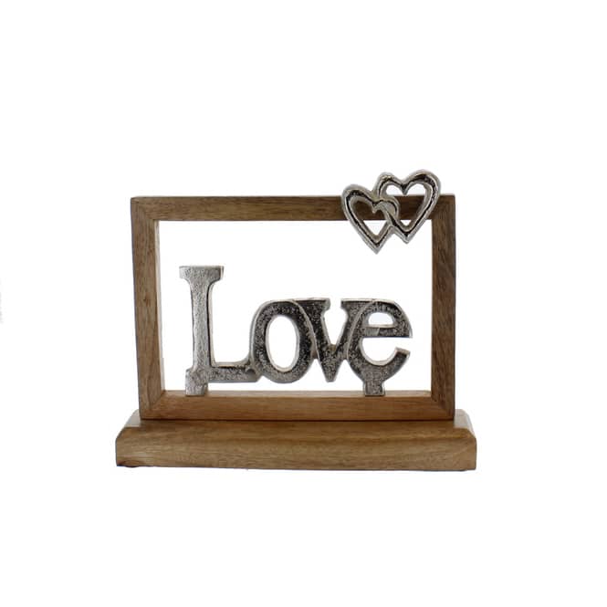 Standdeko - Love - Holz und Metall - ca. 22,5 x 5 x 18 cm