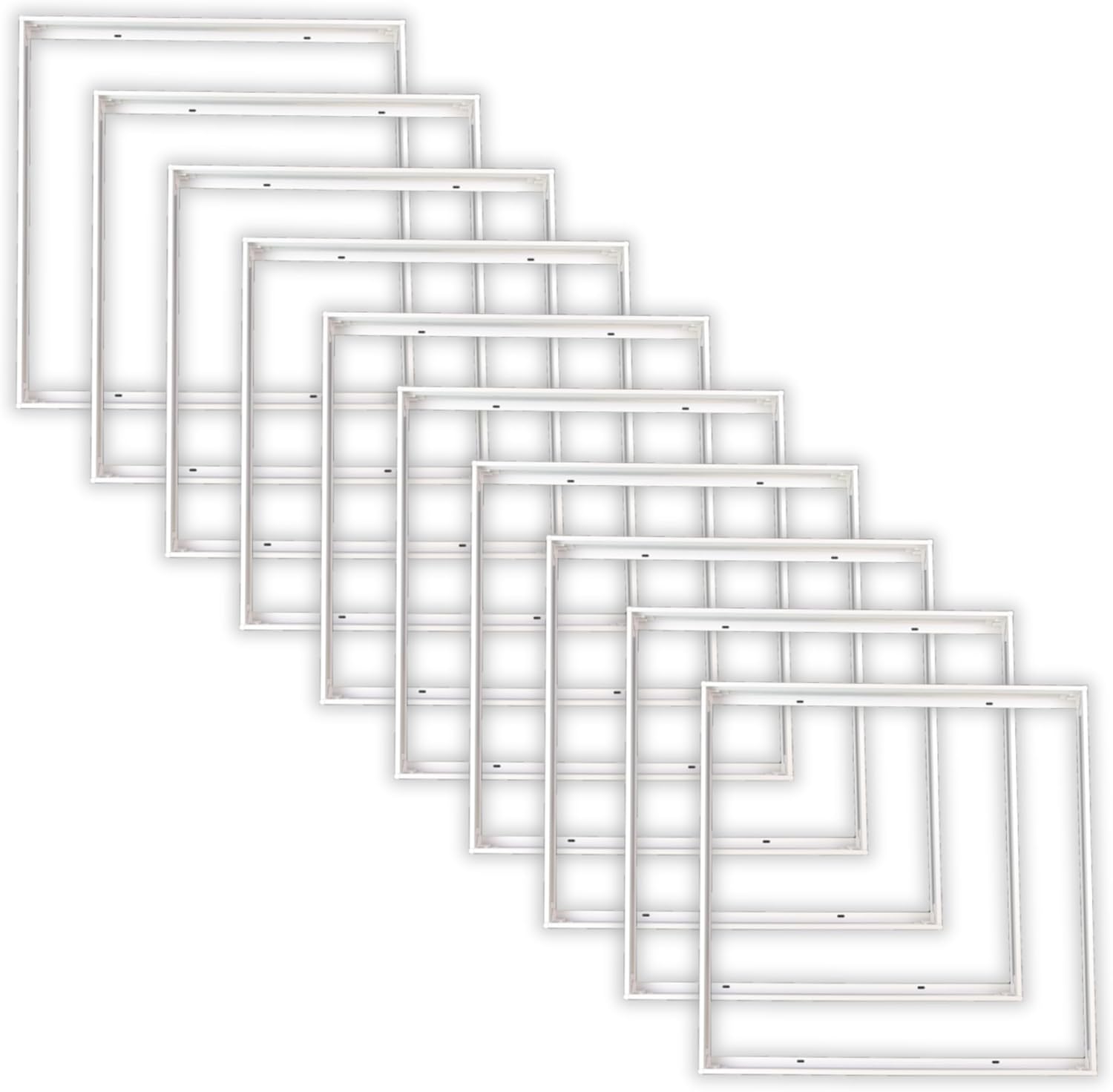 Lichttechnik24® 10er Pack Aufbaurahmen für 62x62cm LED-Panel, steckbar, Aufputzrahmen, Deckenmontage, Wandmontage, Aluminium, weiß, 62x62x4,4 cm - für 1cm flache Sidelit Panels