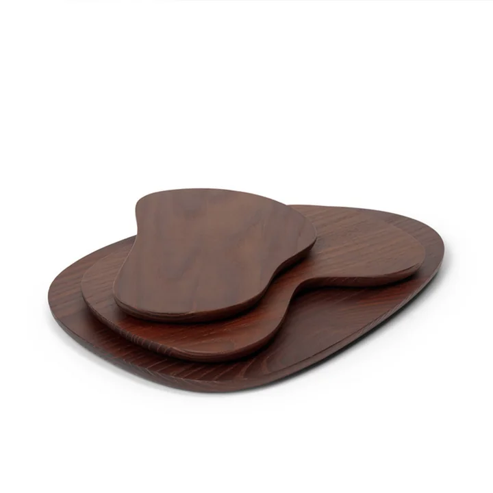 Ferm Living - Cairn Servierbretter/ Holzbrett, Esche dark brown (3er-Set)