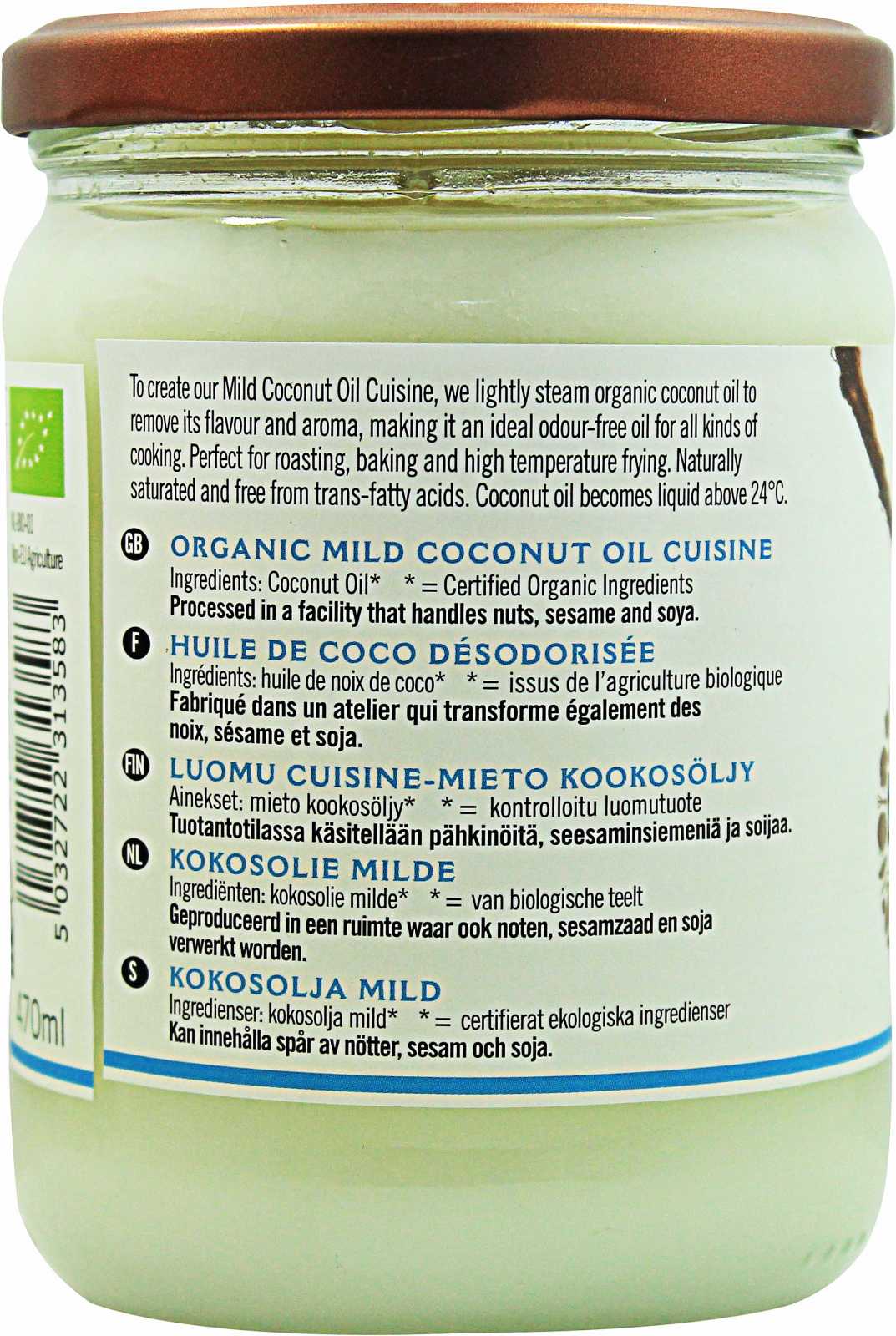 Óleo de Coco Orgânico Biona, Suave e Inodoro, 470ml