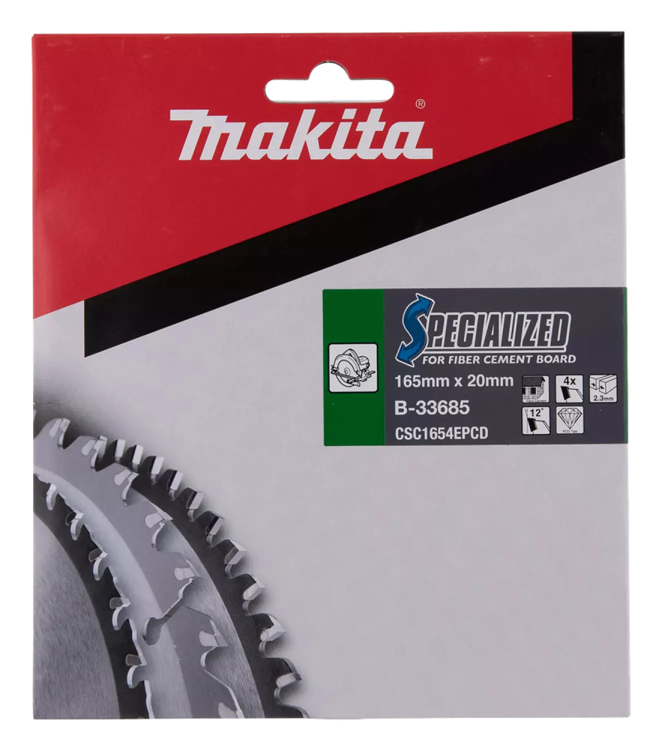Makita B-33685 Cirkelzaagblad Specialized Sidings - 165mmx20x4T - Vezelcement