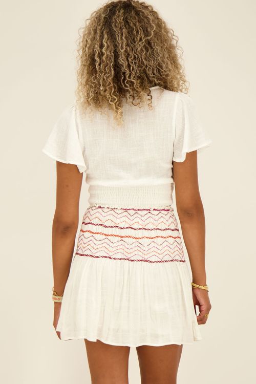 Witte jacquard rok multikleur