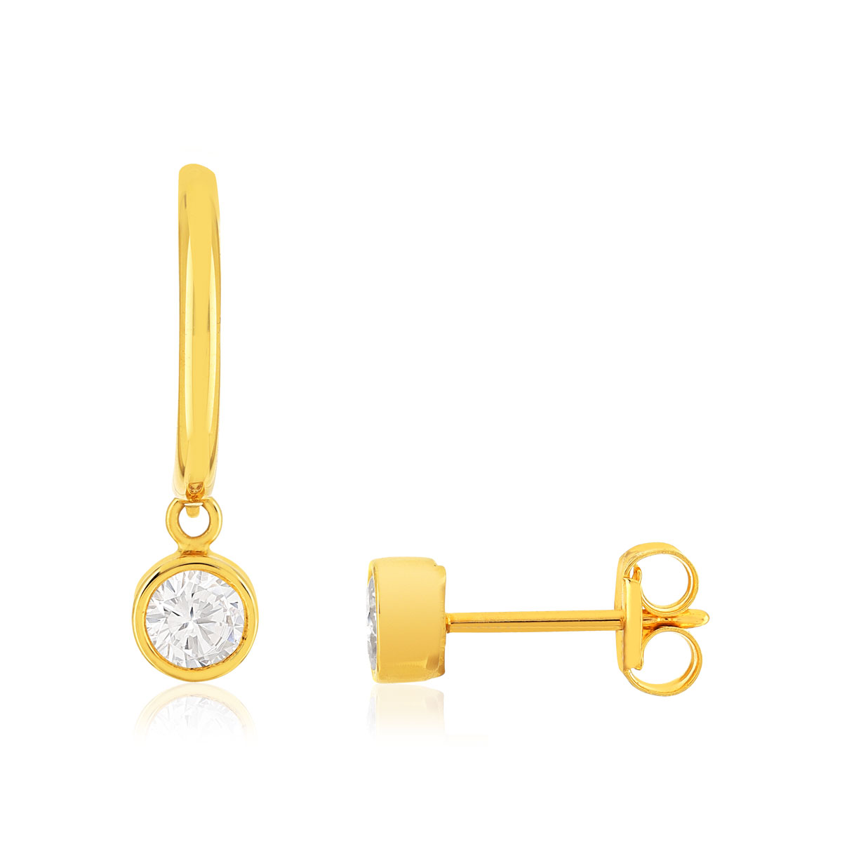 Boucles d'oreilles or 375 jaune zirconias