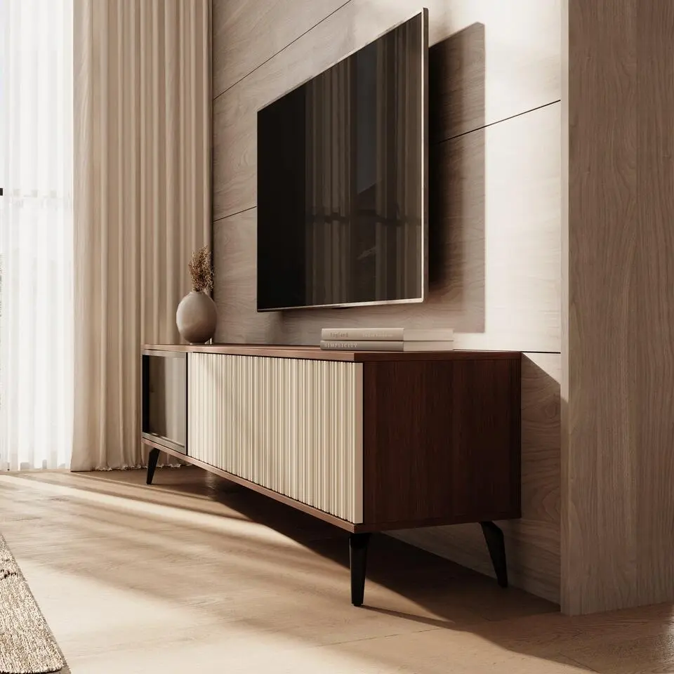 Meubella - Riverhead - TV-Meubel - Beige/Eiken - 180 cm