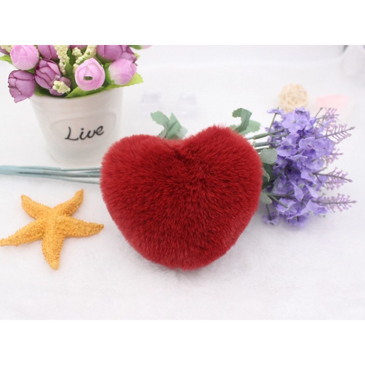 Porte-clés bijou de sac coeur pompon argenté Couleur Rouge