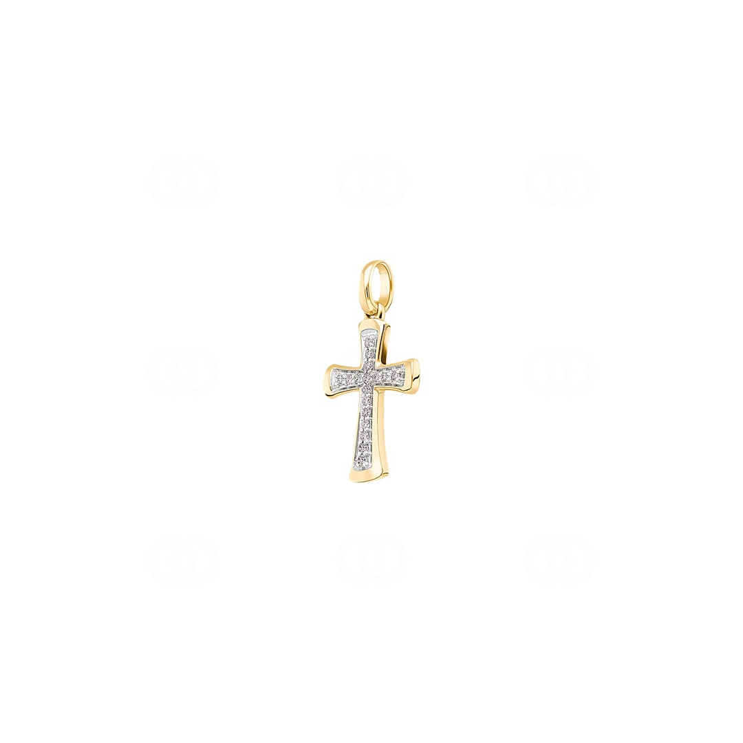 Anhänger 750/18 K Gelbgold Kreuz mit Diamanten 0.05 ct H/si