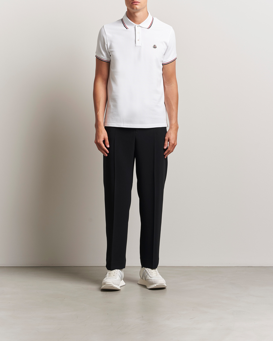 Moncler Contrast Rib Polo White