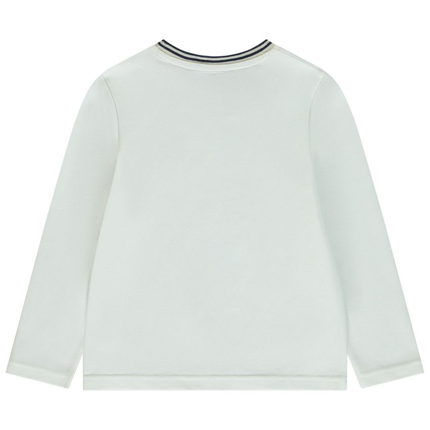 T-shirt manches longues en coton piqué pour garçon - Blanc