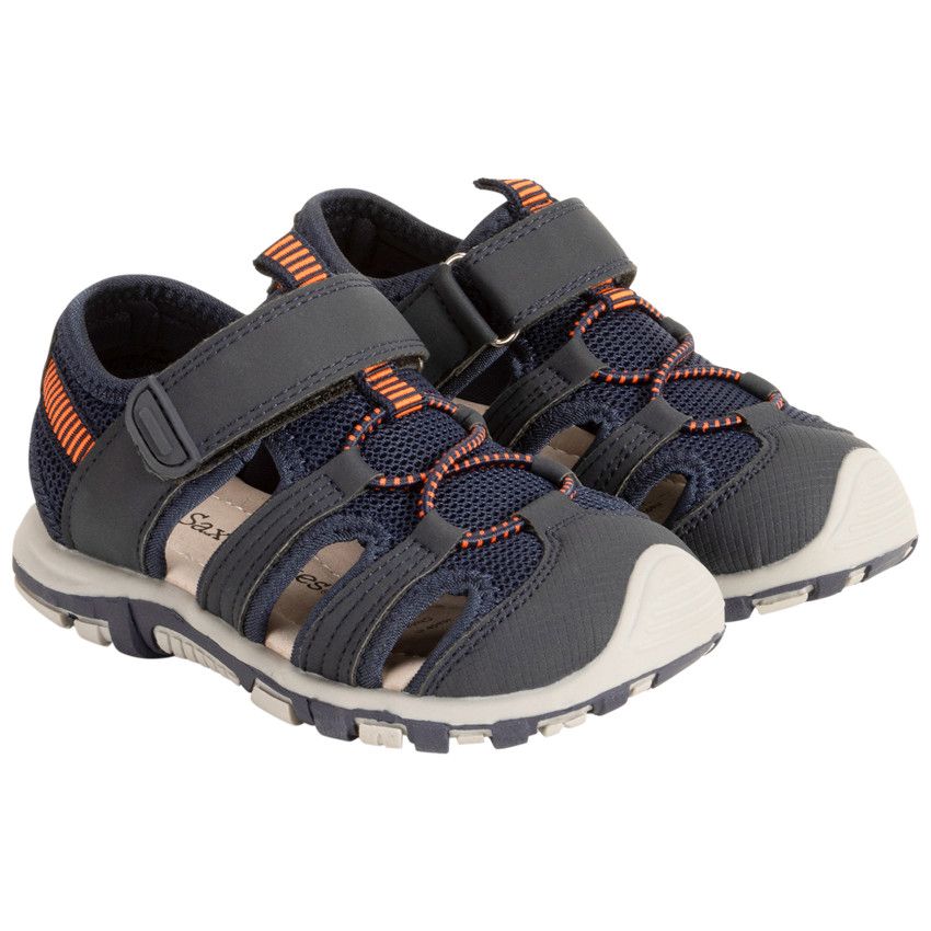 Sandales velcro avec élastiques bicolores pour garçon - Bleu marine