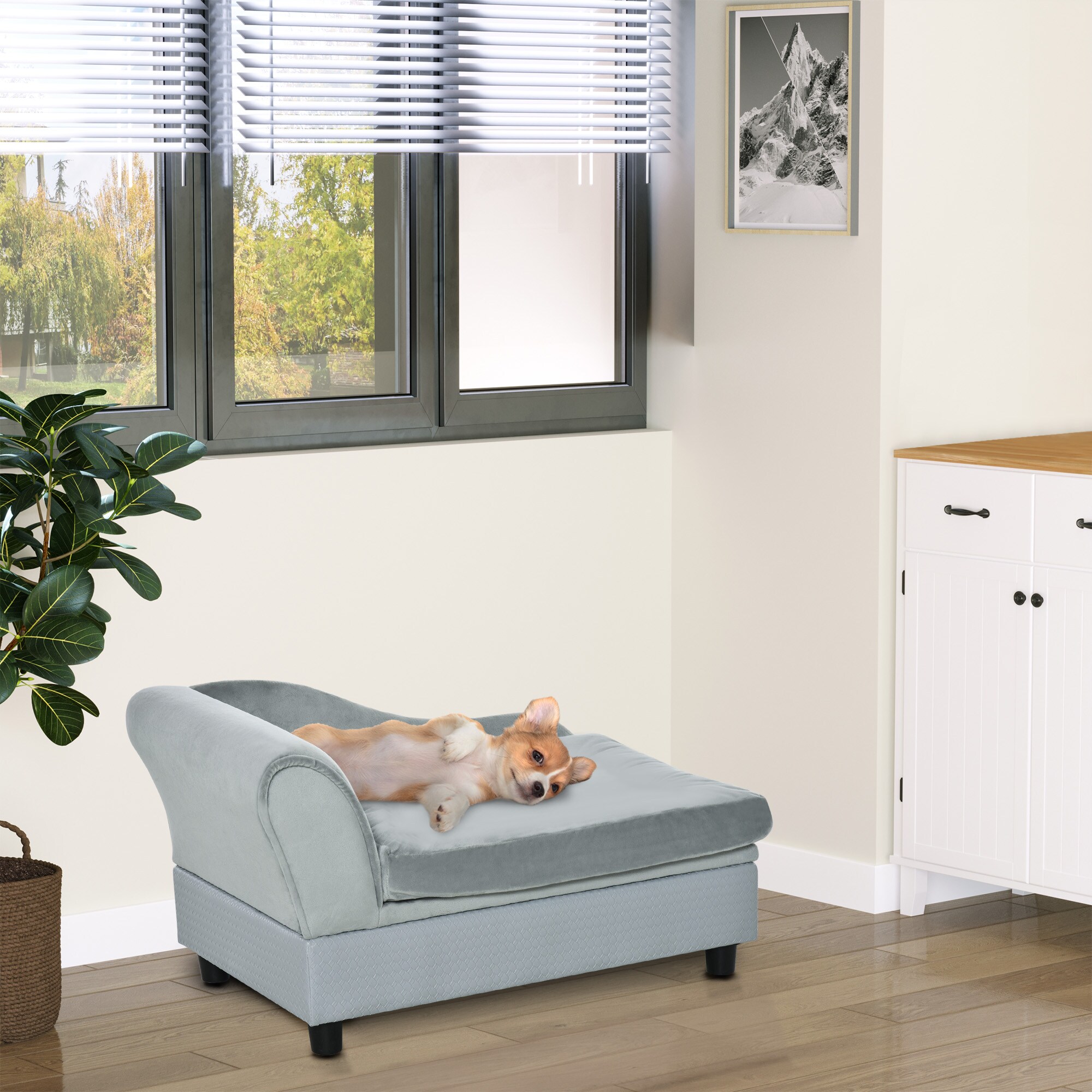 PawHut Hundesofa hellblau 76 x 45 x 41,5 cm (BxTxH)