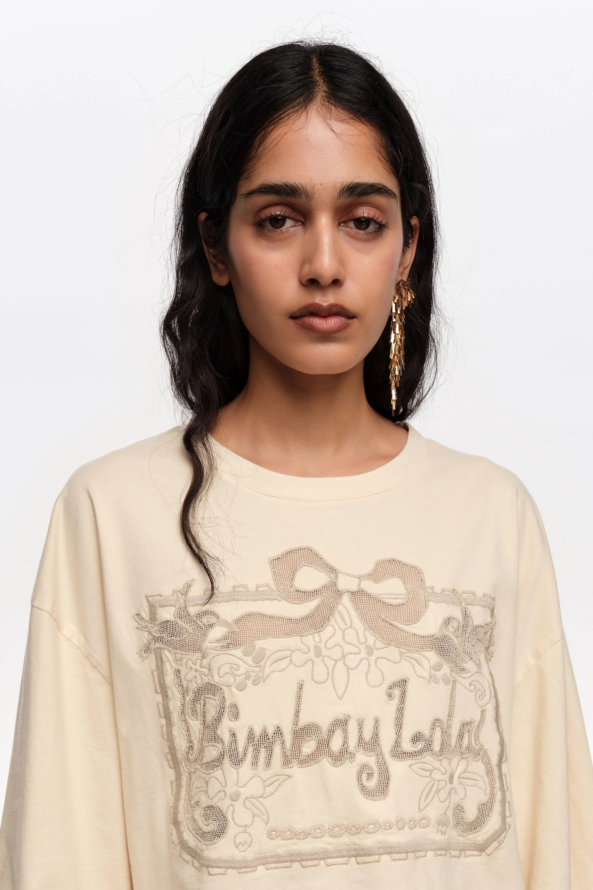 Camiseta com logo Vanilla maxi broderie anglaise