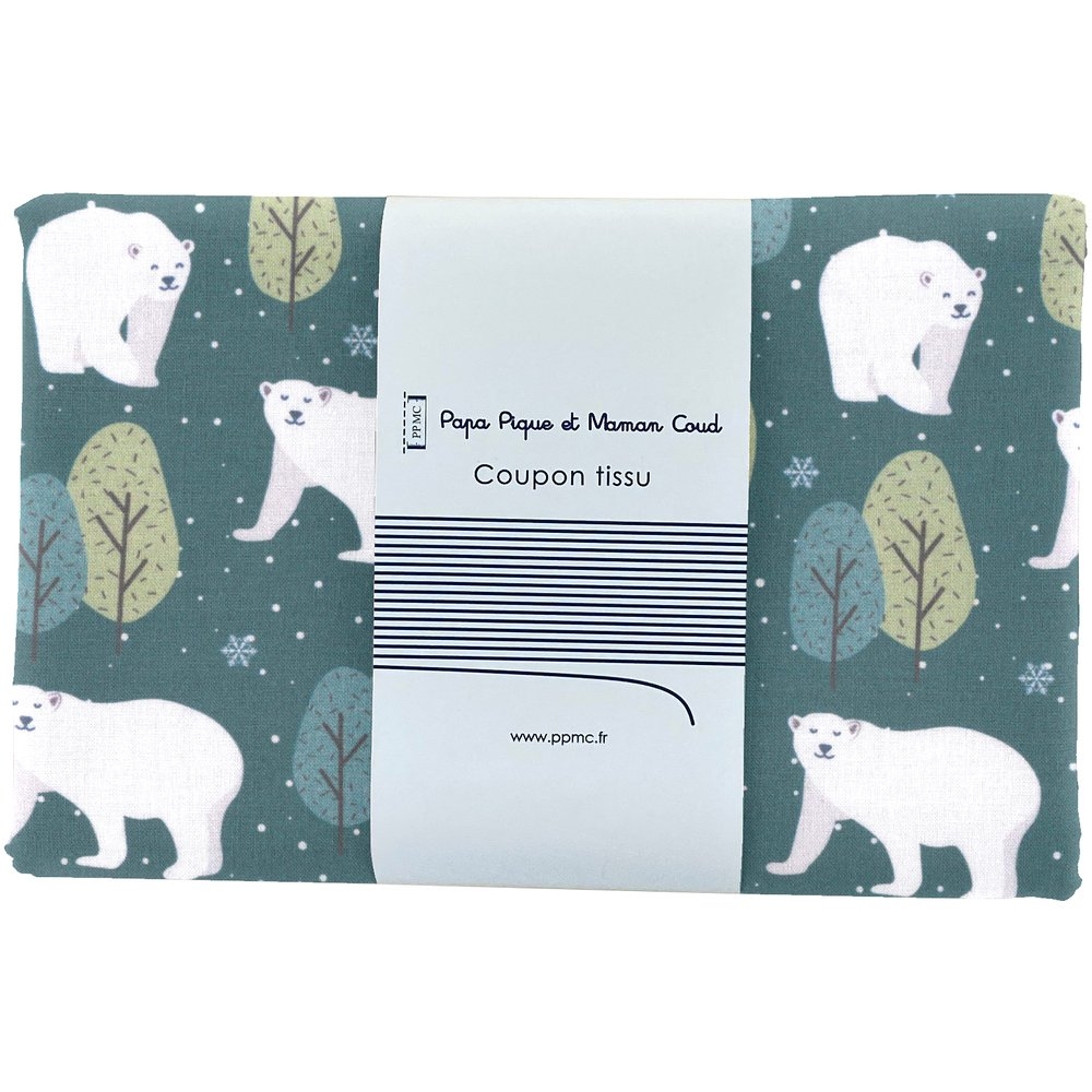 Coupon Tissu 1 M Ex2244 Ours Polaires Bleu Vert