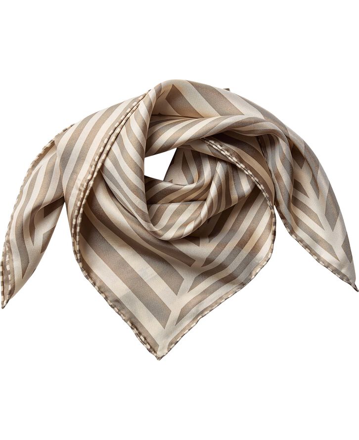 Magasin du Nord Collection Geometric Scarf 100% Silk - 61x61cm Light sand