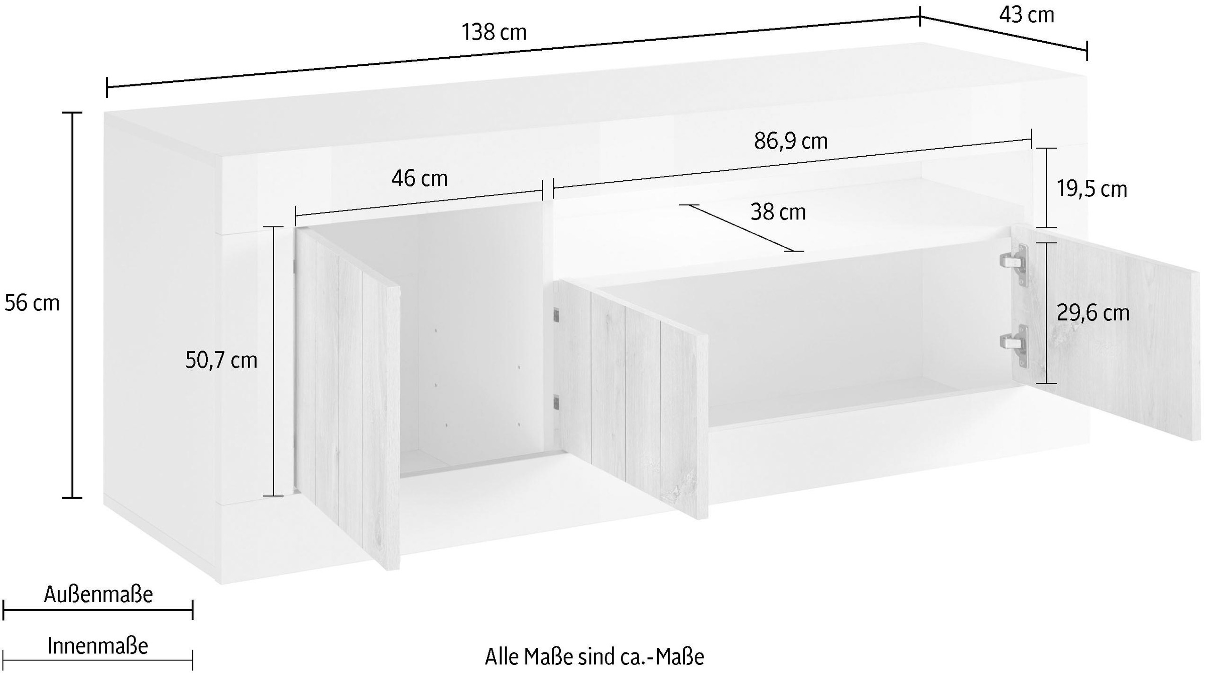 INOSIGN Lowboard »Urbino« Breite 138 cm