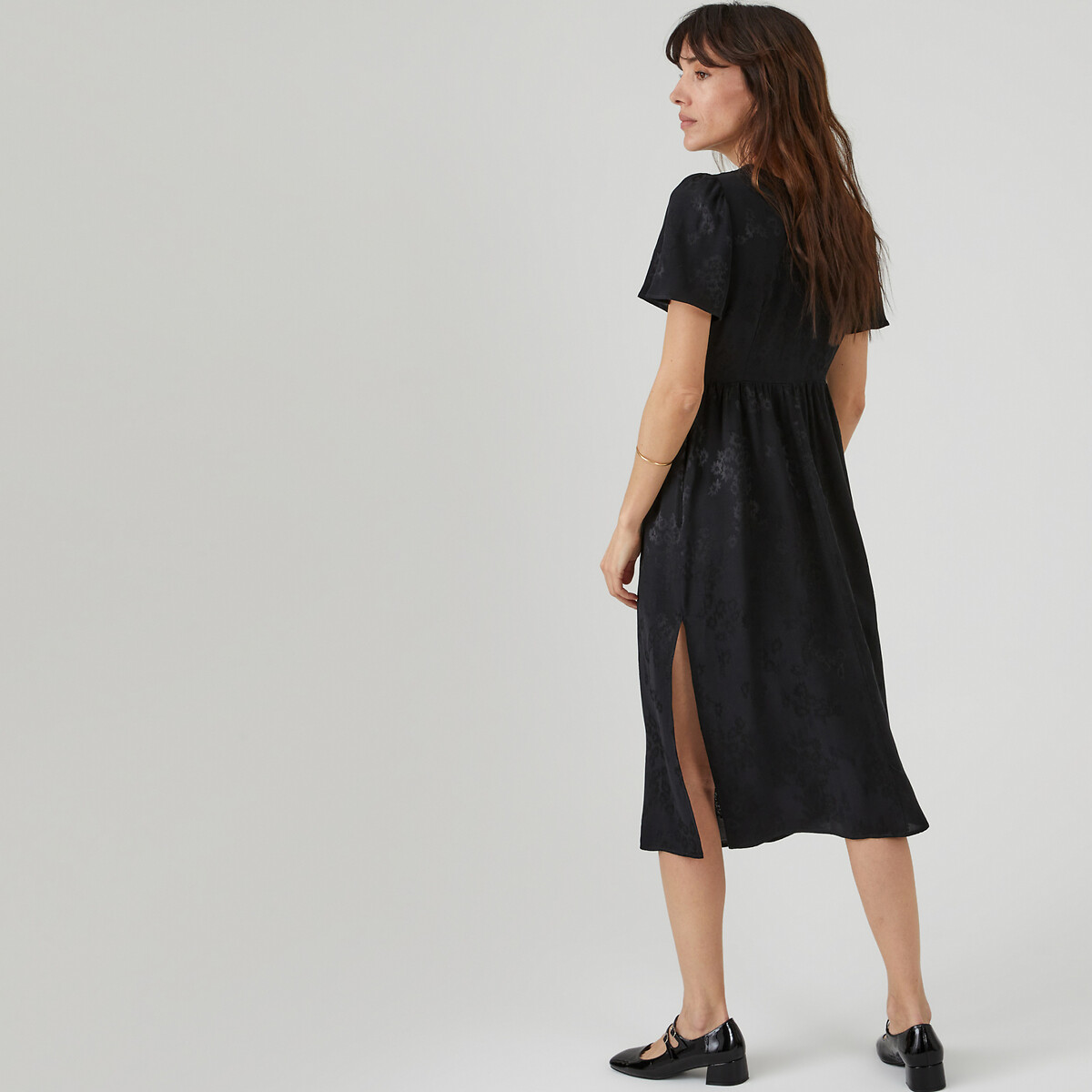 COLEÇÕES LA REDOUTE<br>Vestido longo com efeito cruzado, em jacquard