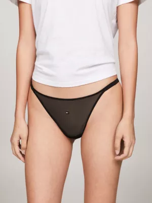 Conjunto de 3 tangas de malha com bordado de logotipo